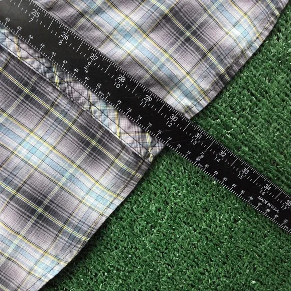 Wrangler Western Fashion Snap Shirt Mens XL Plaid Grey Blue Short Sleeve WM971BK - Picture 6 of 6